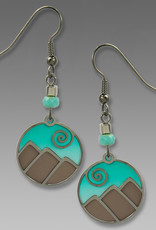 Aqua and Silver Mountain Scene Earrings