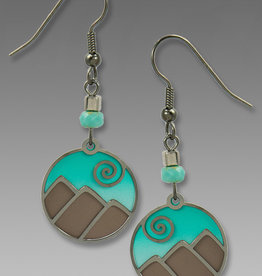 Aqua and Silver Mountain Scene Earrings