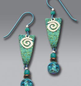 Teal Arrowhead Earrings with Spiral