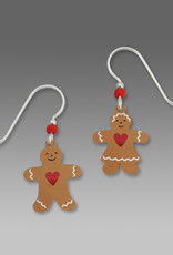 Gingerbread Couple with Red Heart Earrings