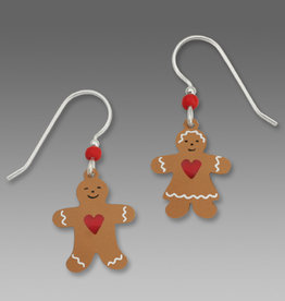 Gingerbread Couple with Red Heart Earrings