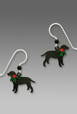 Black Lab with Holly Earrings