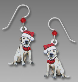 Lab with Santa Hat Earrings