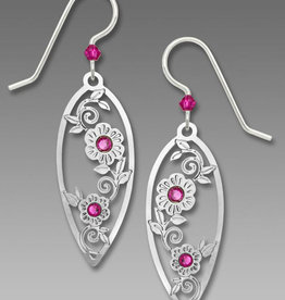 Teardrop Fuchsia Flowers Earrings