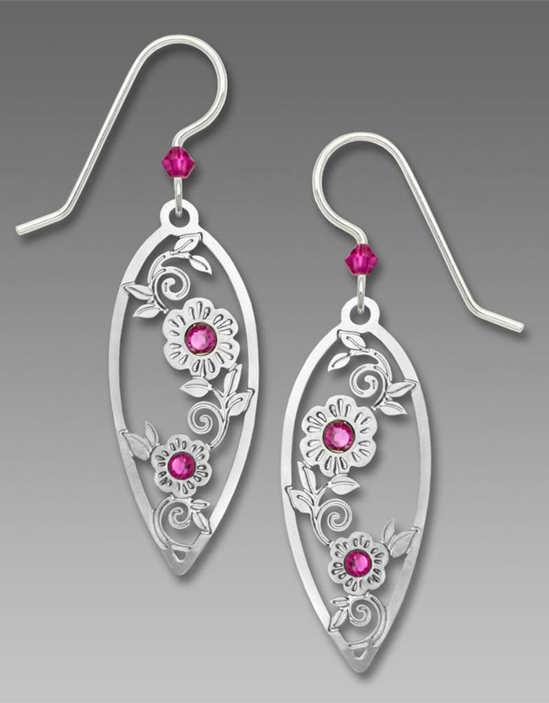 Teardrop Fuchsia Flowers Earrings