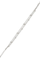 Sterling Silver Triple Strand Mini Round Bead Bracelet 7"+1" Extender