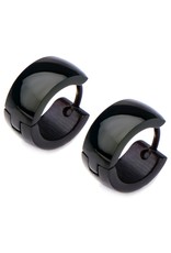 6mm Black Stainless Steel Huggie Earrings 13mm