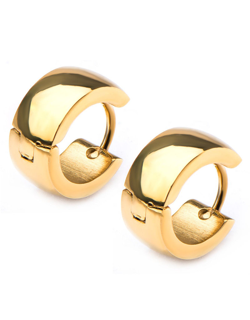 Stainless Steel 6mm Wide Gold PVD Huggie Earrings 13mm