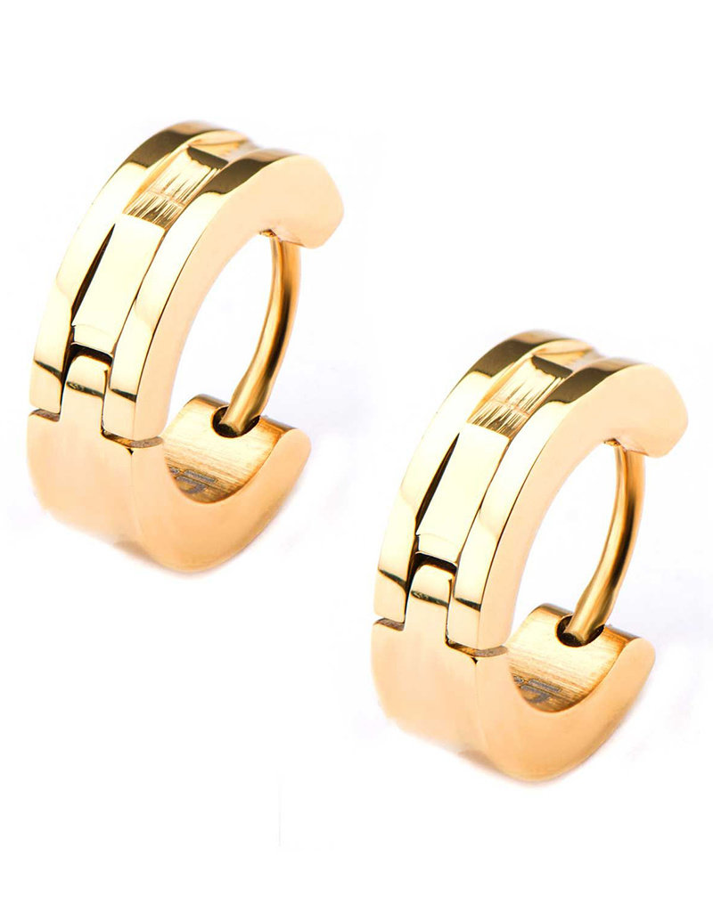 Gold Stainless Steel Huggie Earrings 13mm