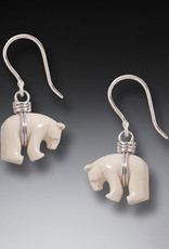 ZEALANDIA Sterling Silver Mammoth Ivory Polar Bear Earrings