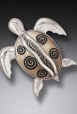 ZEALANDIA Sterling Silver Fossilized Walrus Ivory Sea Turtle Pin or Pendant