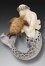 ZEALANDIA Sterling Silver Mammoth Ivory Mermaid Turtle Pendant