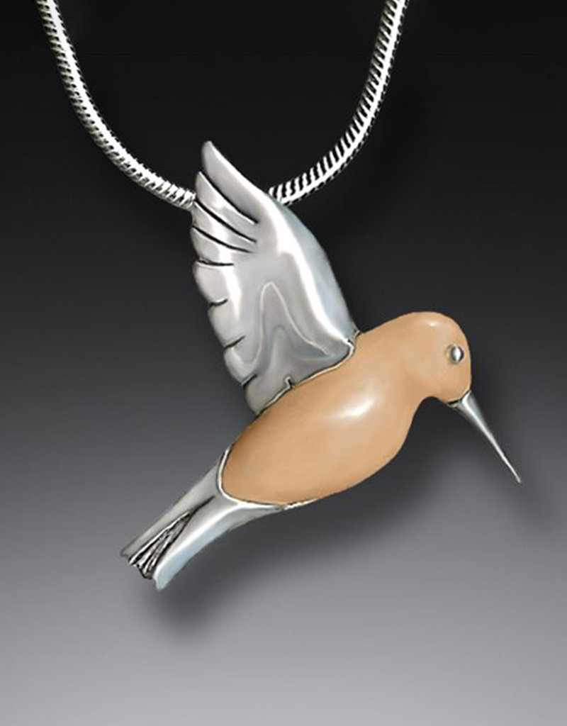 ZEALANDIA Fossilized Walrus Ivory and Sterling Silver Hummingbird Pendant