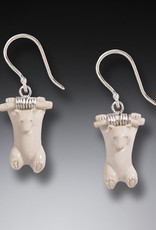 ZEALANDIA Sterling Silver Mammoth Ivory Hanging Polar Bear Earrings