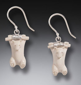 ZEALANDIA Mammoth Ivory Hanging Polar Bear Earrings