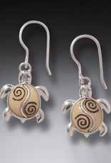 ZEALANDIA Fossilized Walrus Ivory Turtle and Sterling Silver Earrings - Baby Turtles