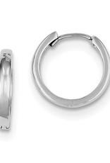 Sterling Silver Round Flat Huggie Earrings 14mm