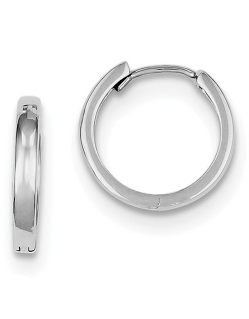 Sterling Silver Round Flat Huggie Earrings 14mm
