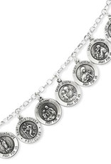 Sterling Silver "Saints" Charm Bracelet 8"