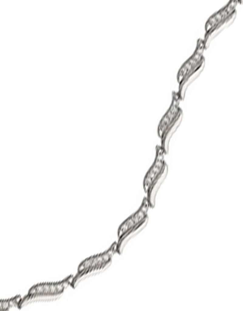 Sterling Silver Double Wave Cubic Zirconia Bracelet 7"