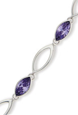 Sterling Silver Marquise Purple CZ Bracelet 7"+1" Extender