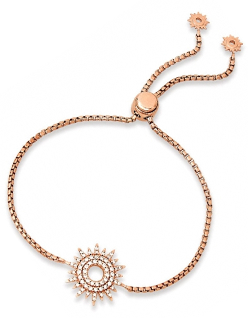 Sun Dial CZ Bolo Bracelet Rose