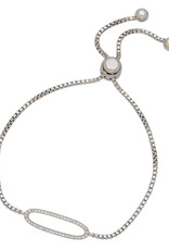 Sterling Silver CZ Oval Bolo Bracelet