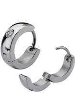 Stainless Steel CZ Huggie Earrings 13mm