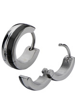 Stainless Steel 1/2 Black Huggie Earrings 13mm