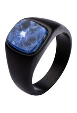 Men's Black Stainless Steel Sodalite Ring