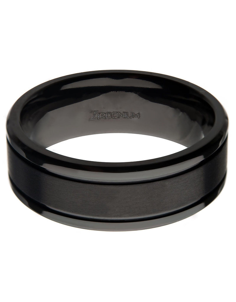Men's Brushed Black Zirconium Band Ring