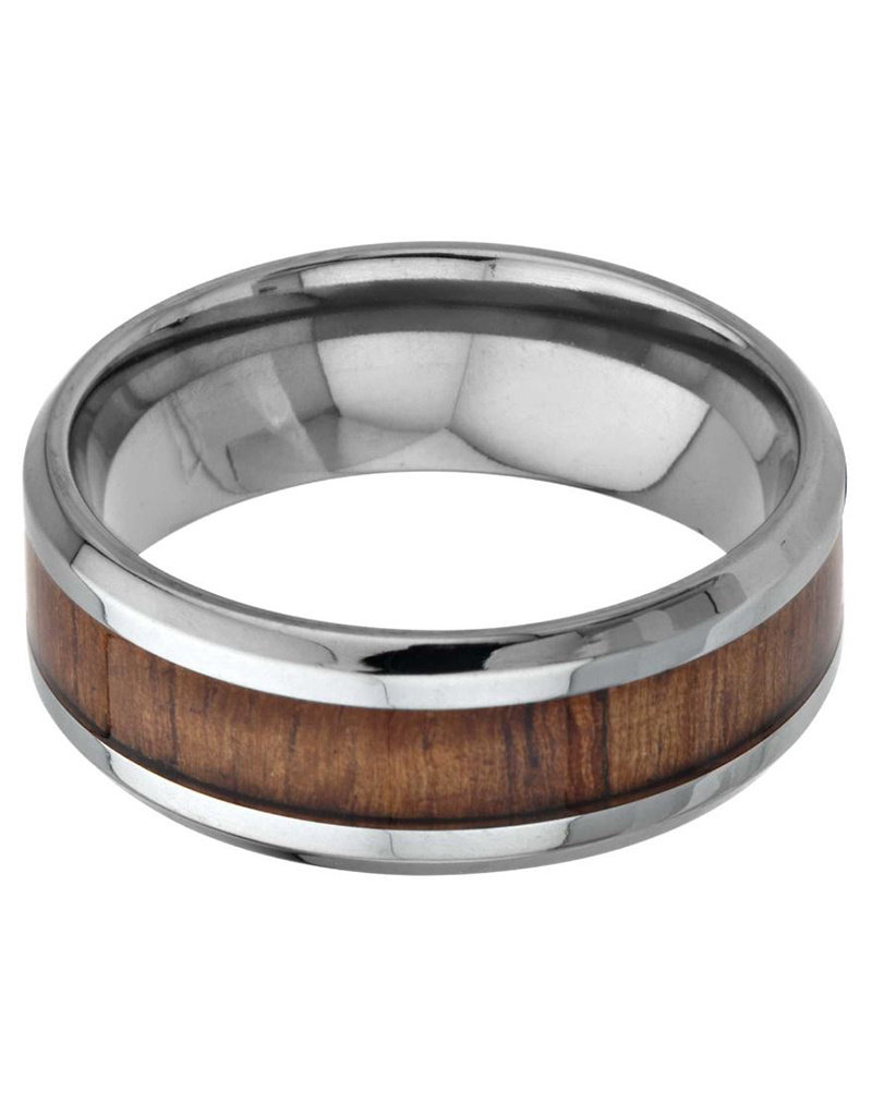Men's Wood Inlay Titanium Band Ring