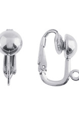 Sterling Silver Half-Ball Clip Earring with Open Ring