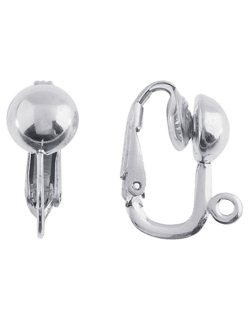 Sterling Silver Half-Ball Clip Earring with Open Ring