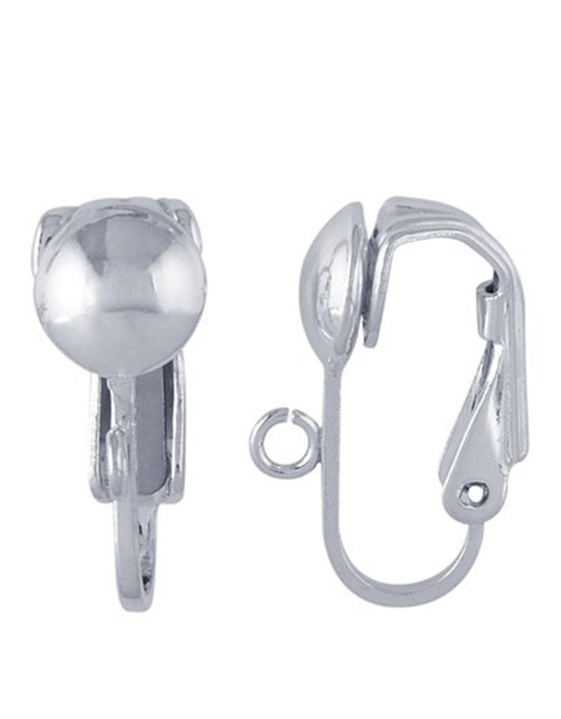 Sterling Silver 7mm Half-Ball Clip Earrings with Open Ring