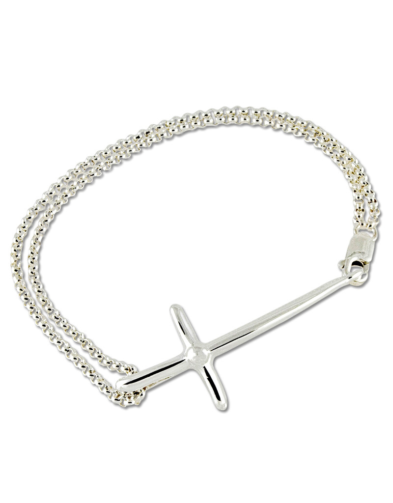 sterling silver cross bracelet sideways