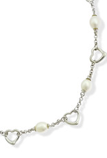Sterling Silver Heart with Freshwater Pearl Bracelet 7"