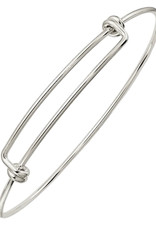 Sterling Silver Adjustable Wire Bangle Charm Bracelet
