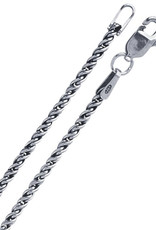 Sterling Silver Oxidized 1.6mm Reverse Rope Chain Necklace