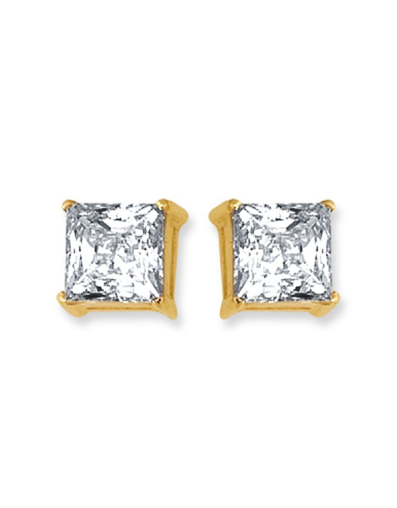 14k Gold 6mm CZ Stud Earrings