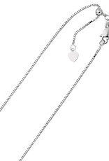 Sterling Silver Adjustable 0.8mm Box Chain with Rhodium Finish 30"