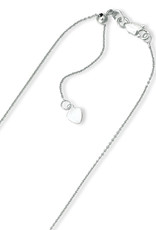 Sterling Silver Adjustable 030 Cable Link Chain Necklace with Rhodium Finish 30"