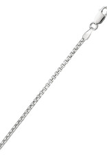 Sterling Silver 1.3mm Round Box Link Chain Necklace with Rhodium Finish