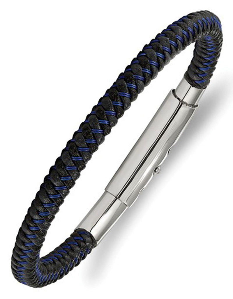 Black & Blue Leather Bracelet