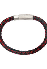 Men's Black & Red Braided Stainless Steel and Rubber Bracelet 8.25"