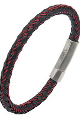 Men's Black & Red Braided Stainless Steel and Rubber Bracelet 8.25"