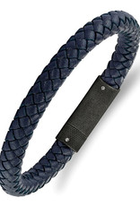 Men's Braided Blue Leather Bracelet 8.5"