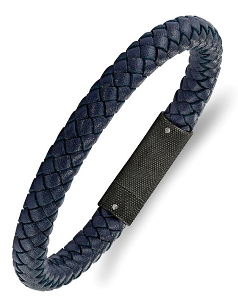Blue Leather Bracelet 8.5"