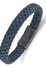 Men's Braided Blue Leather Bracelet 8.25"