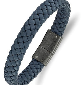 Blue Leather Bracelet 8.25"